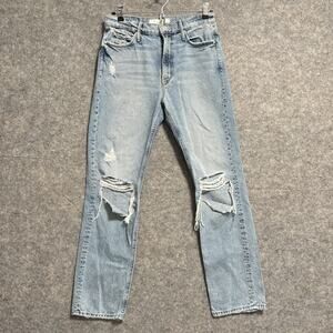 Mother Jeans Womens Size 29 Blue Superior Distressed Ripped High Rise Straight